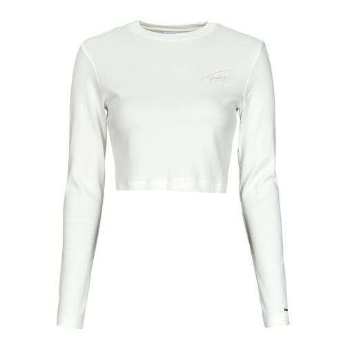 Tommy Jeans - TJW BABY CROP SIGNATURE LS Blanco