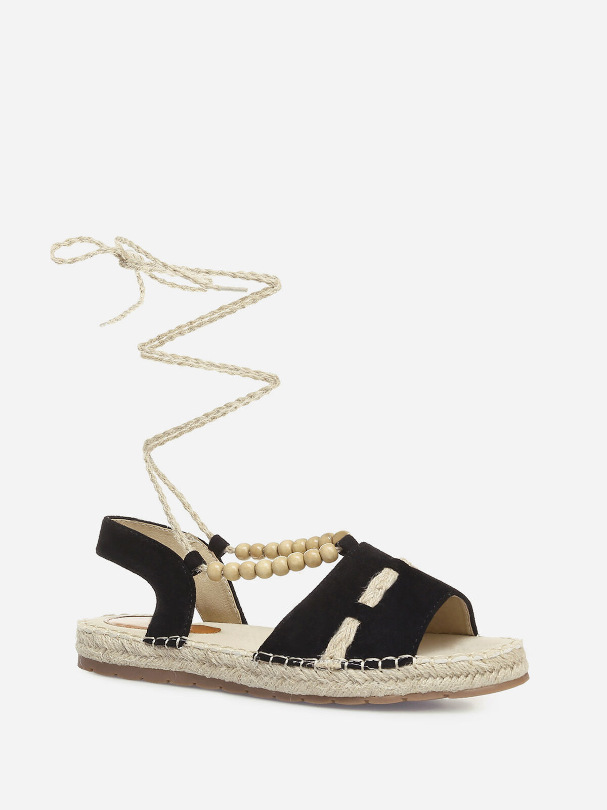 Espadrilles à lanière en chanvre- Noir