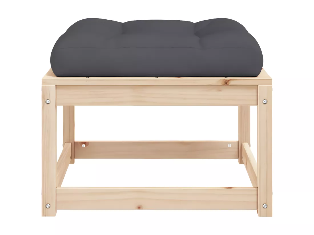 Repose-pied de jardin avec coussins bois de pin massif