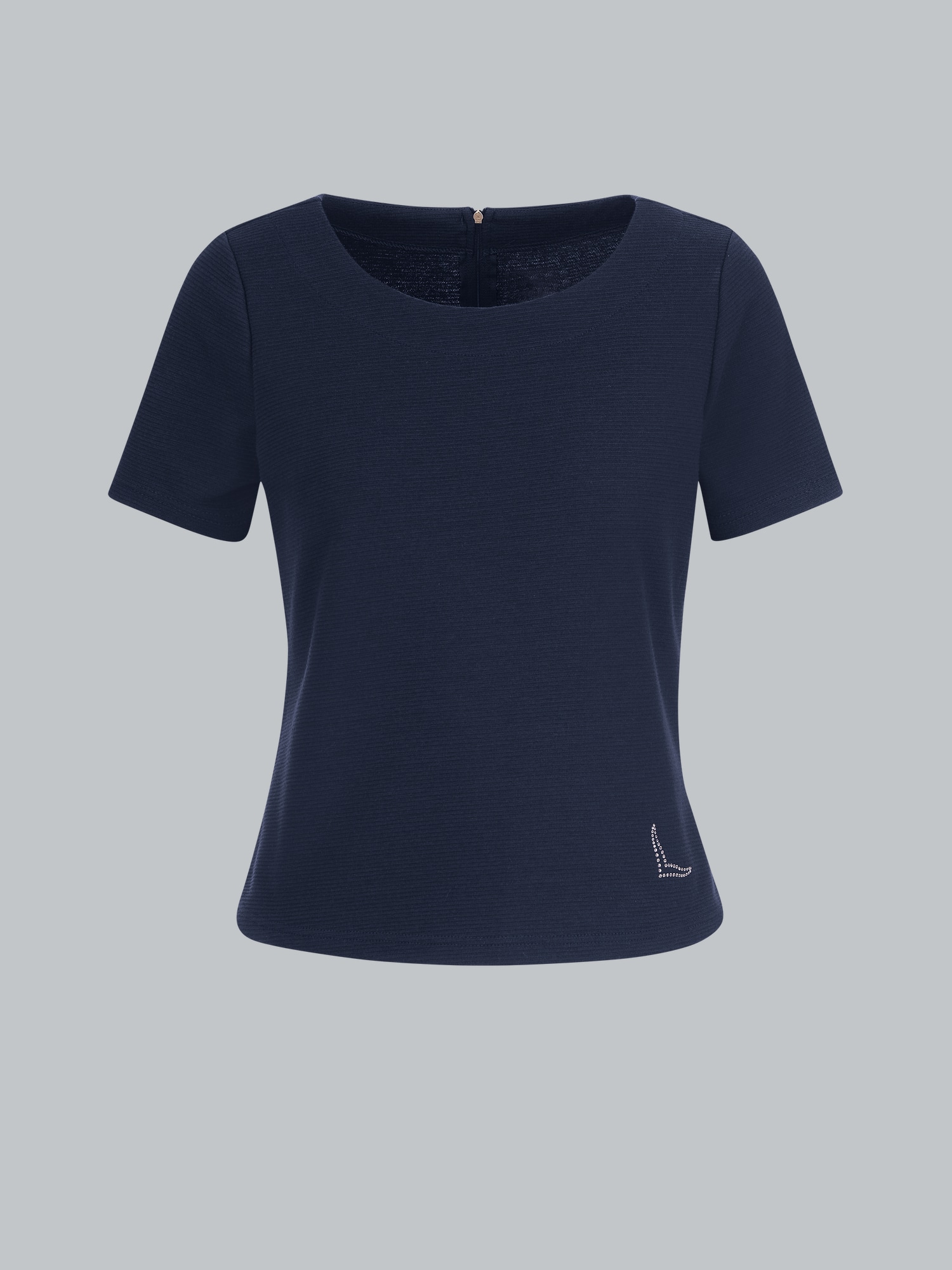Shirt mit kurzen Ärmeln mit Kristallsteinen Navy