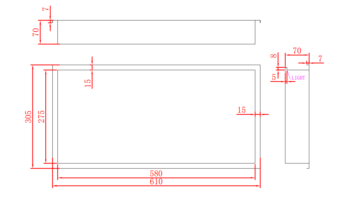 Saniclear Lucio inbouwnis met LED verlichting 60x30cm mat zwart