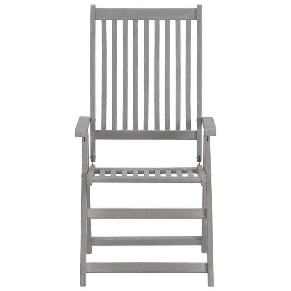 vidaXL - Verstelbare tuinstoelen met kussens - Grijs - Acaciahout - 2 stuks