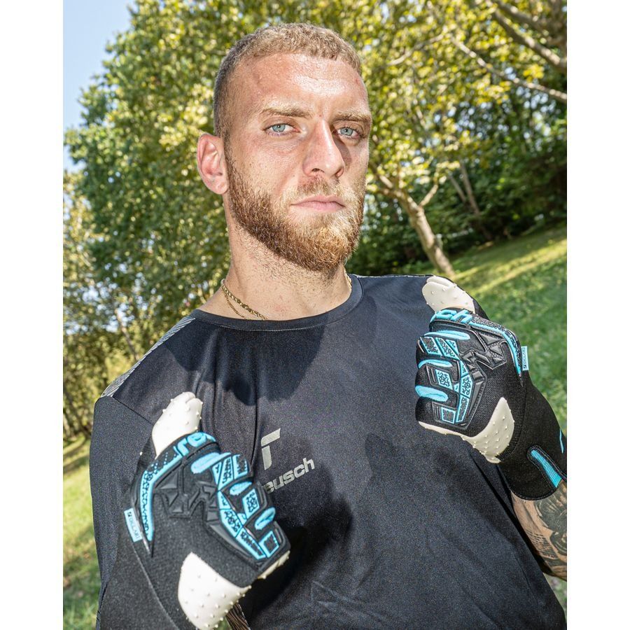 Reusch Gants de Gardien Attrakt FreeGel SpeedBump Strapless - Noir/Turquoise