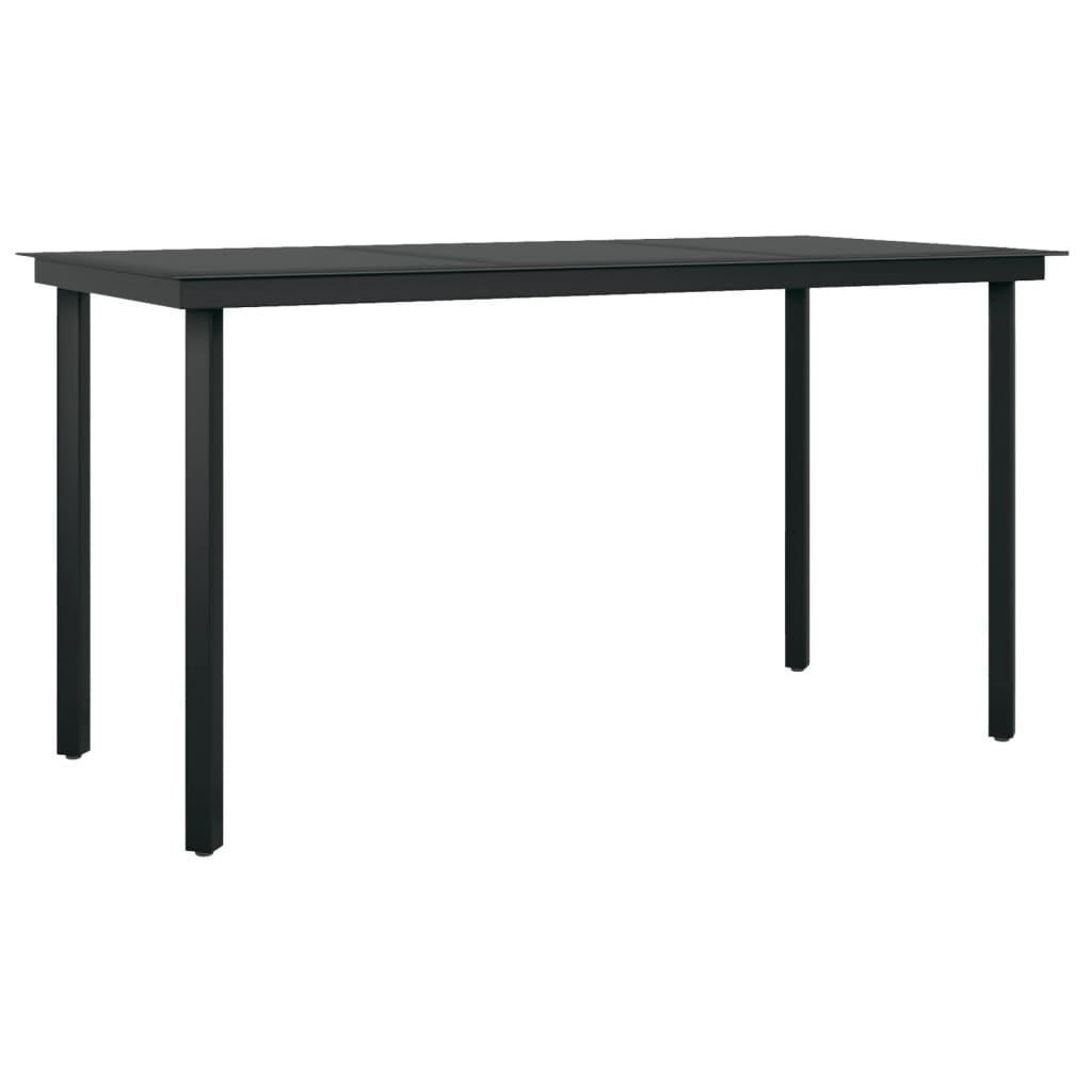 Mobilier de salle à manger de jardin avec coussins 7 pièces noir