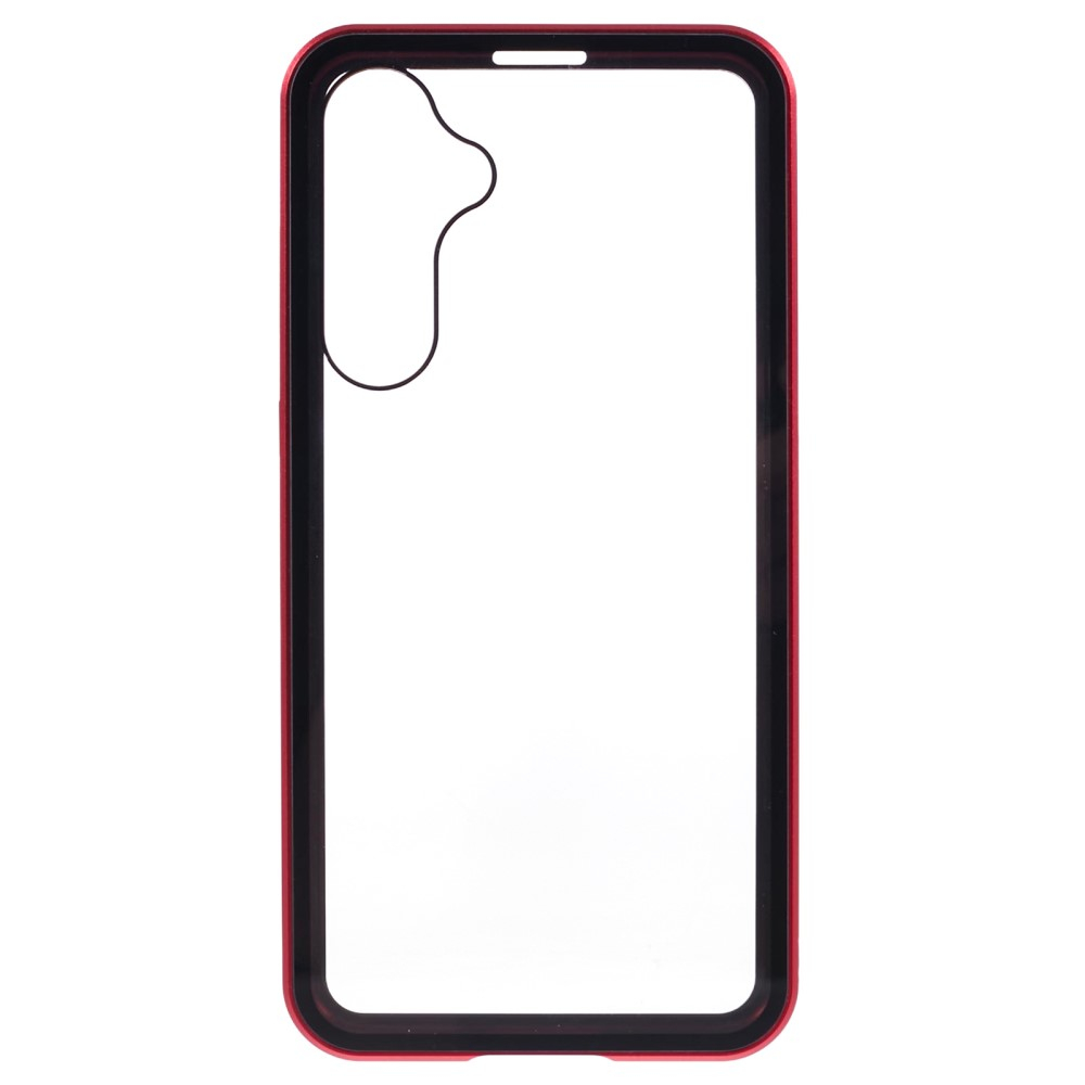 Samsung Galaxy A55 Magnetische Alu Schutzhülle mit Panzer Glas Backcover   Displayschutz (Magnet-Technologie) - Rot
