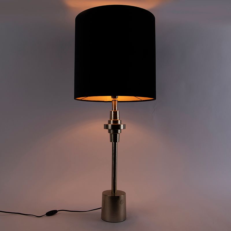 Art deco tafellamp goud met velours zwarte kap  40 cm - Diverso
