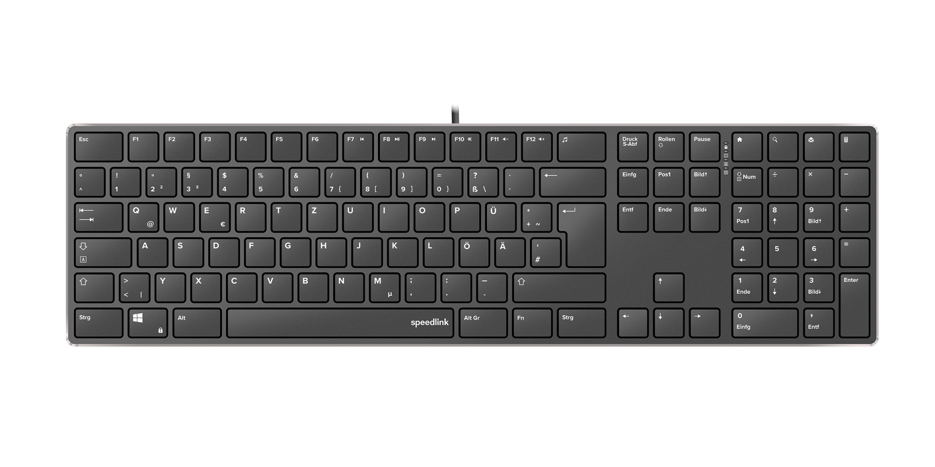 Speedlink - RIVA Slim Metal tastatur, sort - Nordic Layout