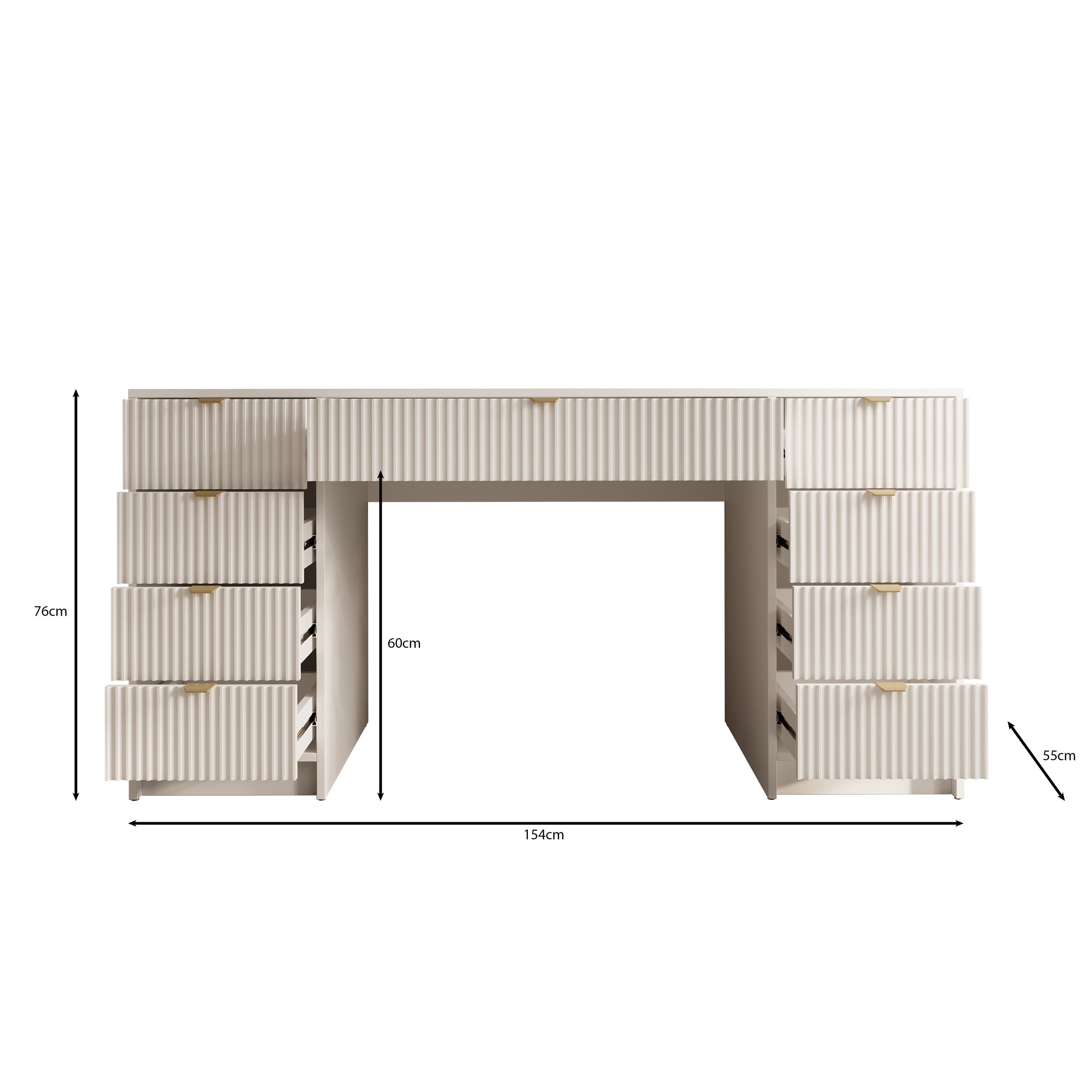 Tavares 2 - Kaptafel - Zwart - 154x55 cm
