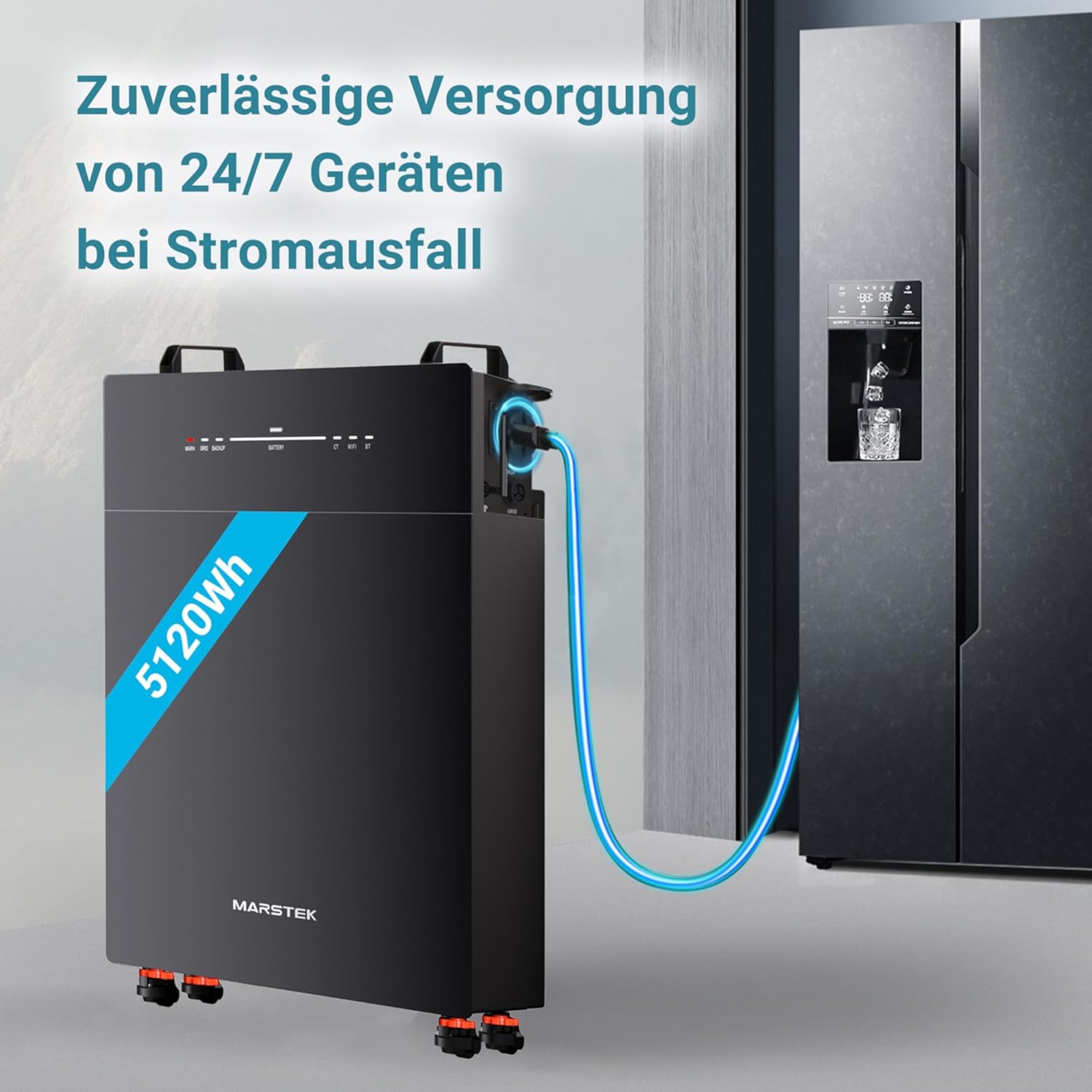 MARSTEK Venus E NewGen Solarspeicher Plug-&-Play-Balkonspeicher mit 5,12kWh Kapazität, AC-gekoppelt, erweiterbar bis 20,48kWh, Notstrom, 100% Eigenverbrauch + CT002 Smart Meter