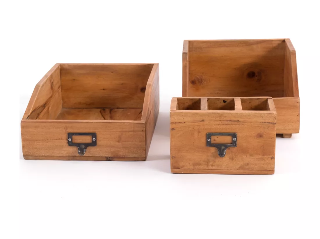 ENSEMBLE D'ORGANISATEUR Bureau 3 pièces Bois de mahogany, avec tableau écrivable 08 honigfarben gewachst