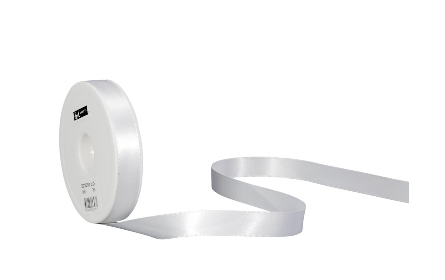 Satinband 16 mm x 25 m, WeissBand für Geschenke