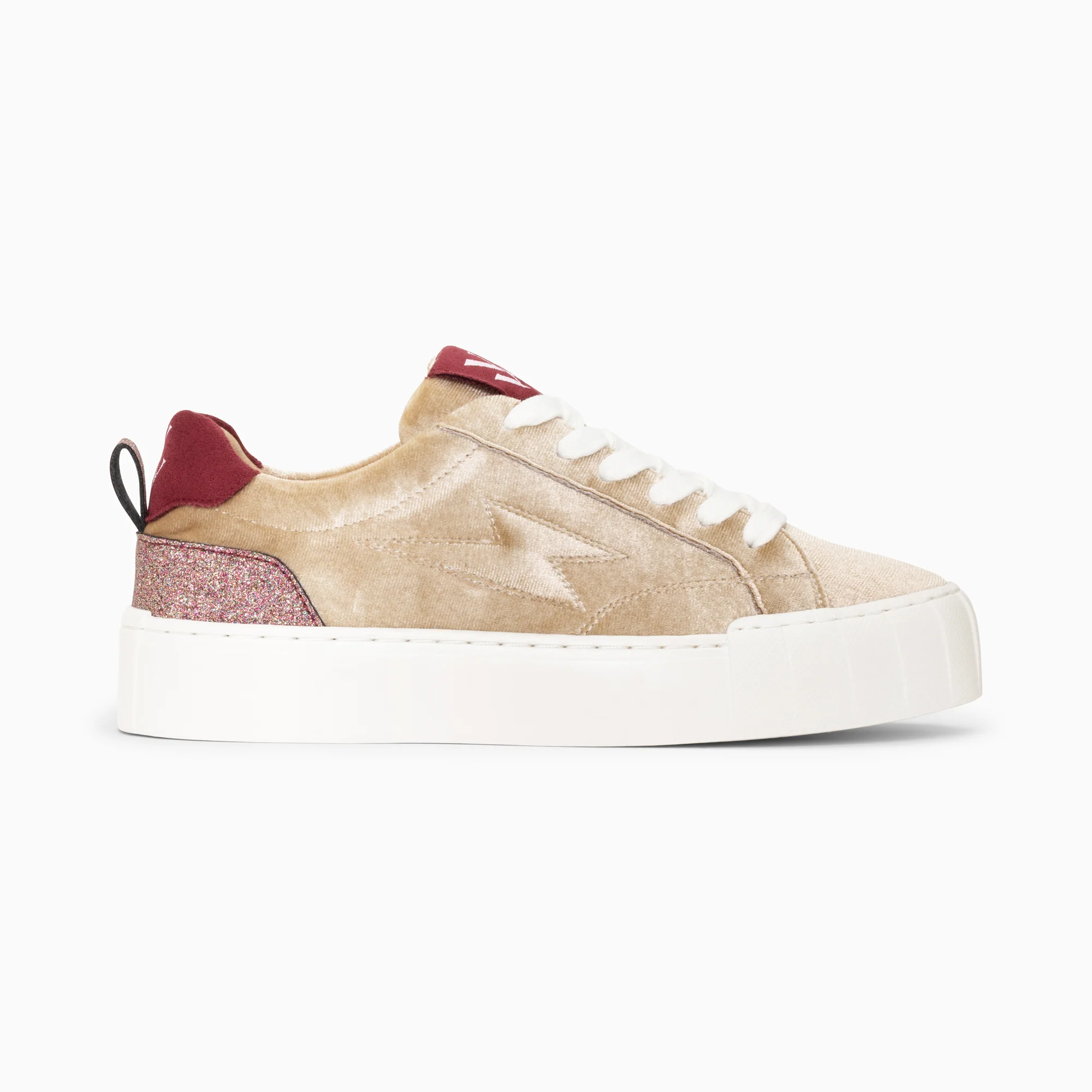 Sneakers-Baskets éclair Jessie beiges à lacets