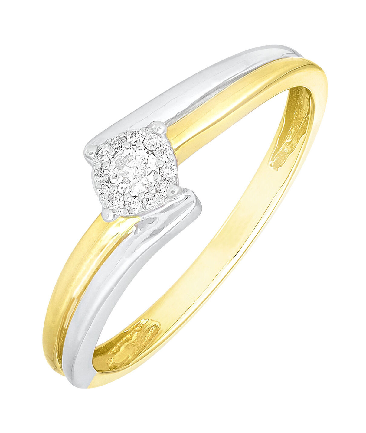 Damenring in Bicolor mit 13 Brillanten