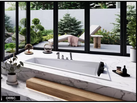 Baignoire Asymétrique à Encastrer - 170 x 125 cm - DROITE - INTIMA DUO SLIM - 2 REPOSE-TÊTES OFFERTS