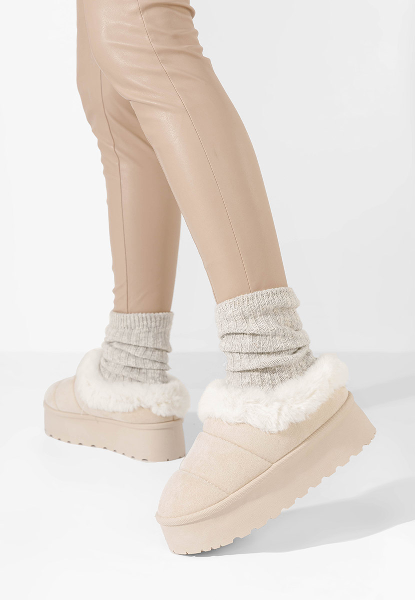 Mules à plateforme beige Dierra V5