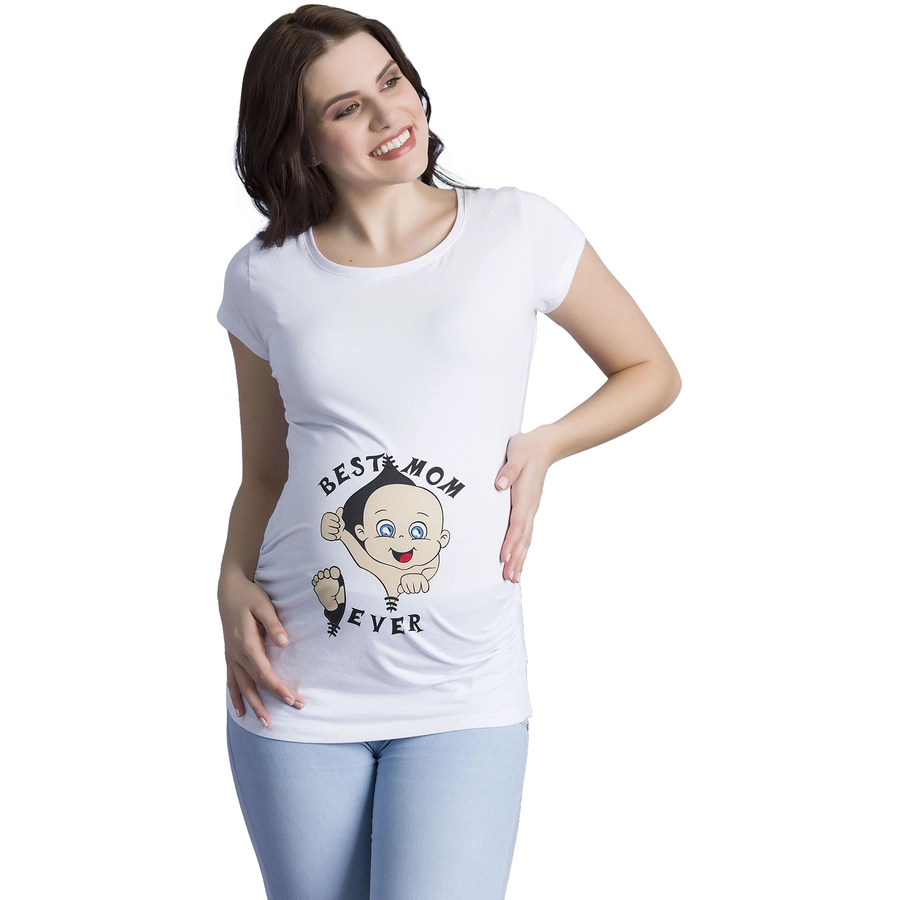 M.M.C. Umstandsshirt Best Mom Ever mit Motiv Weiß