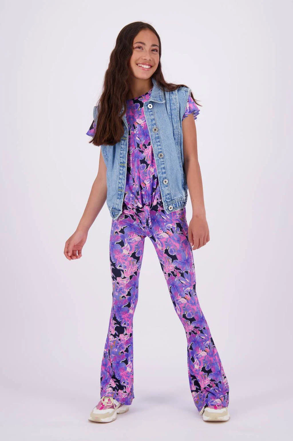 Vingino T-shirt met all over print paars/donkerblauw