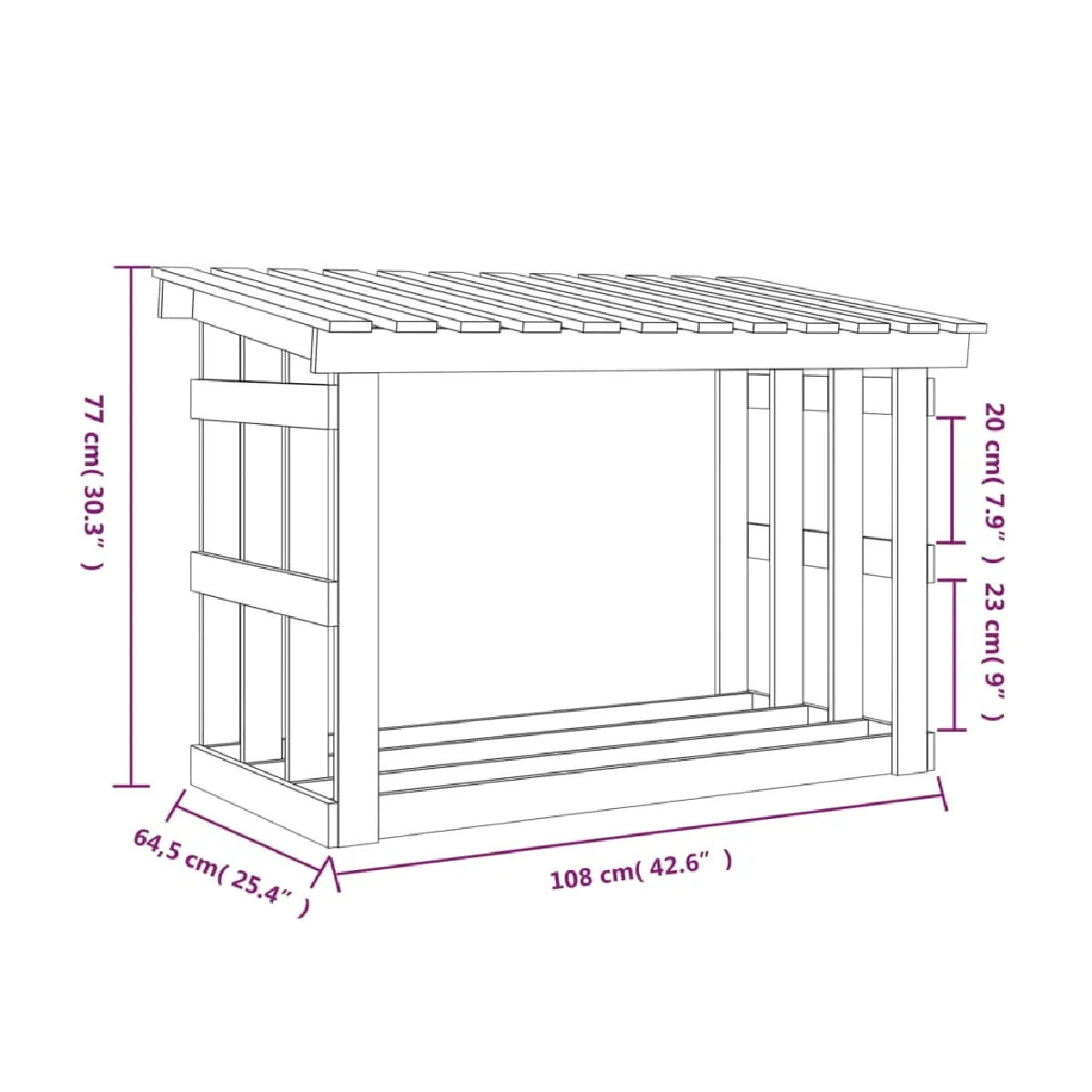vidaXL Support pour bois de chauffage - Noir