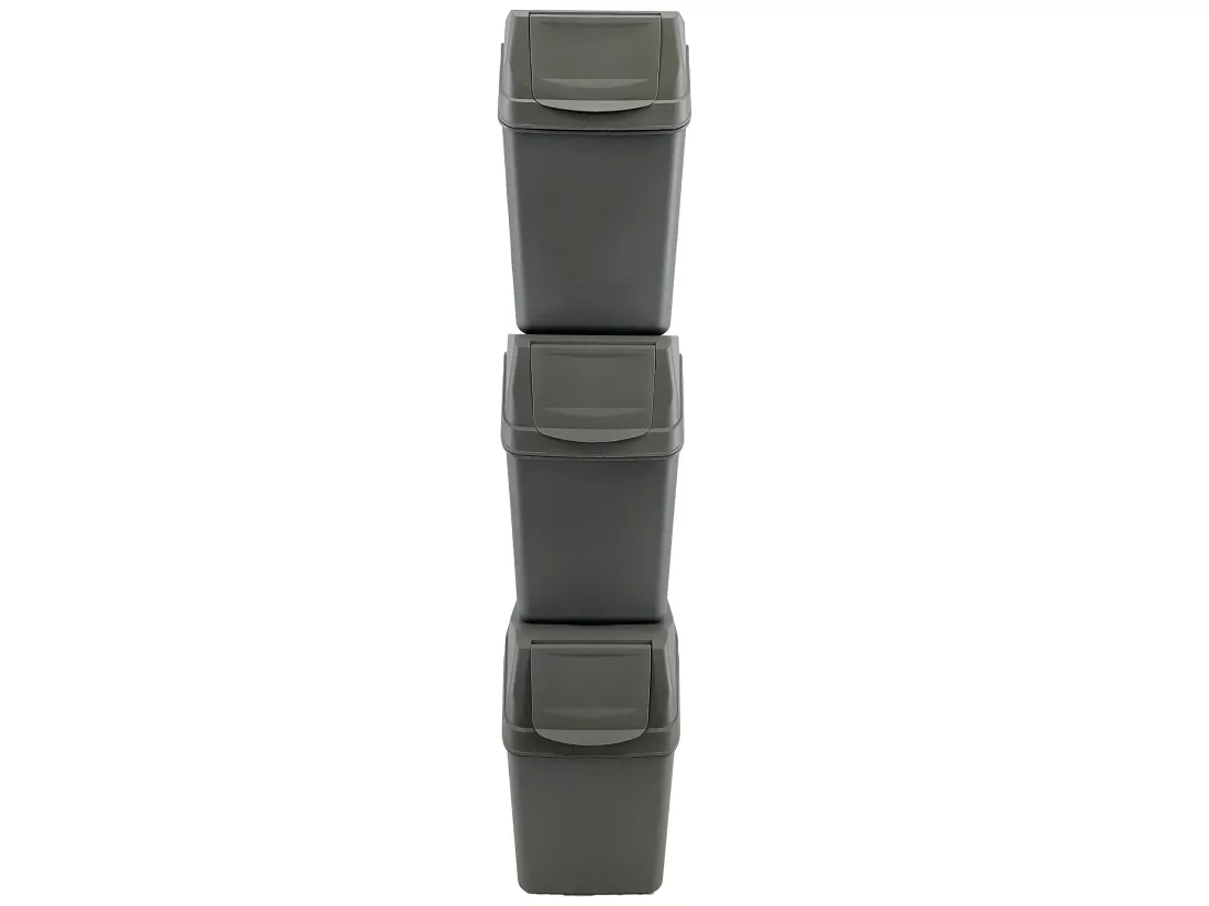 Prosperplast 3 Recycling Cubes Game avec une capacité de 60 litres de compartiments en couleur grise 39x23x33 cm
