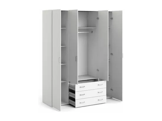 Grande Garde-robe Dseren, Meubles de chambre, Penderie de plain-pied, Placard à vêtements, 154x50 h200 cm, Blanc