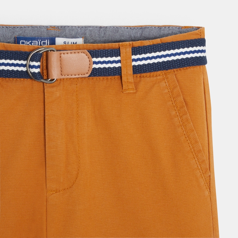 Bermuda en toile + ceinture beige garçon