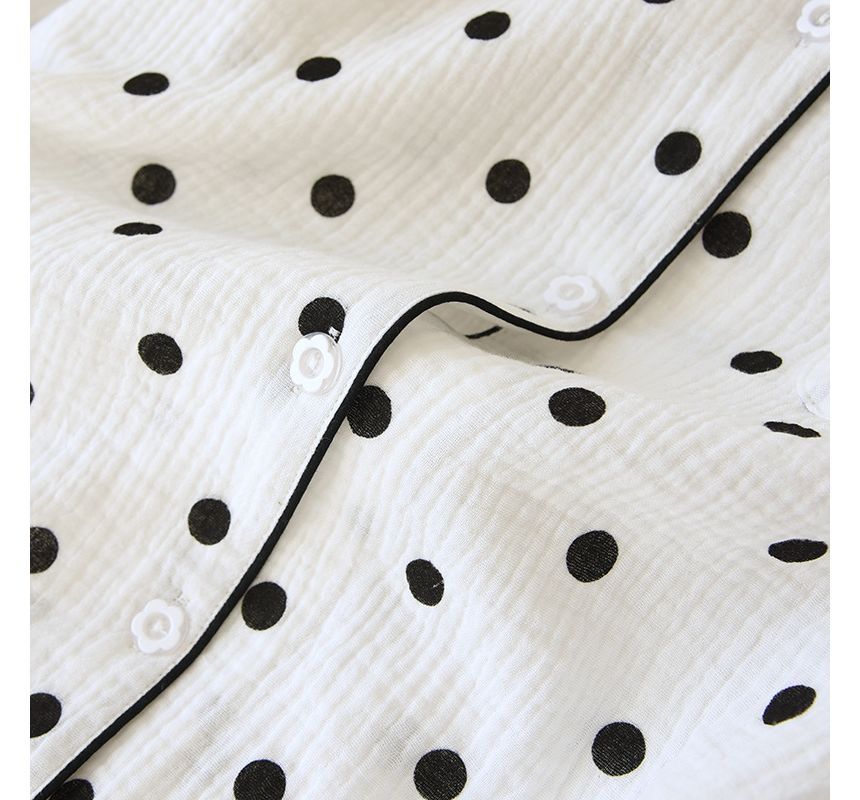 molpes - Pyjamaset: top met lange mouwen en stippen + broek