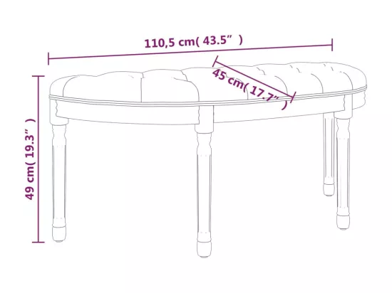 Banc Rose 110,5x45x49 cm Velours