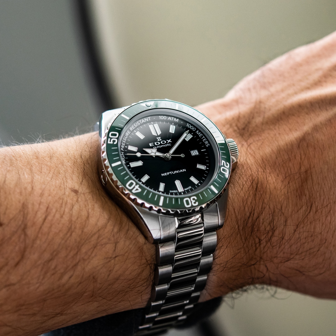 Edox Neptunian Date Automatic Schwarz / Grün