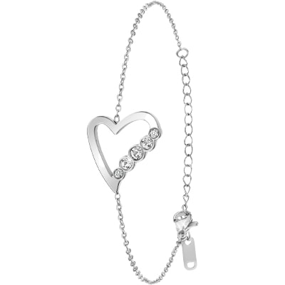Bracelet cœur - Acier inoxydable & zirconium - Argent
