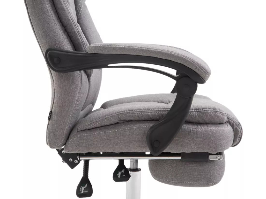 Chaise de bureau - Tissu & Métal chromé - Gris - Castle