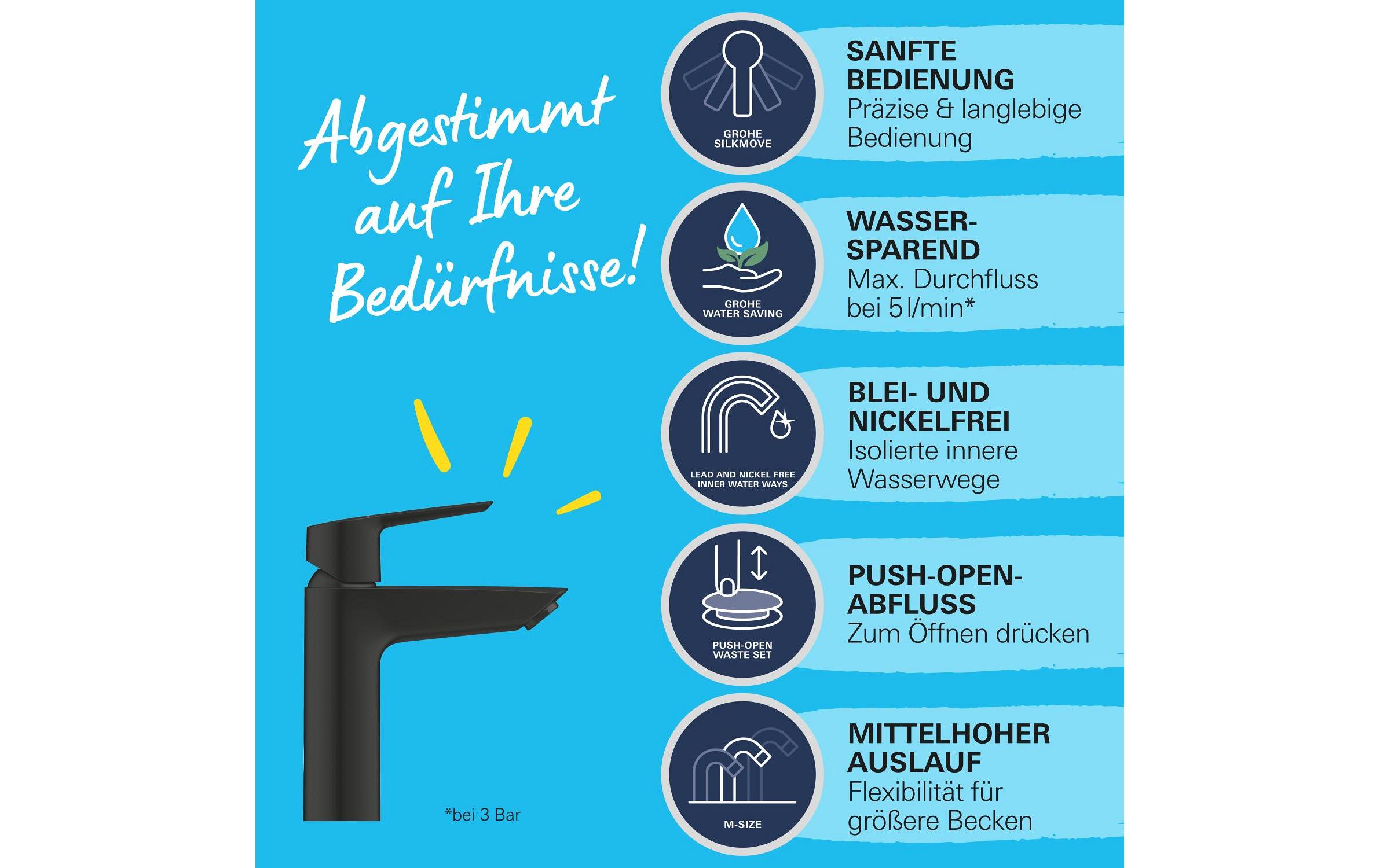 Lavaboarmatur Start M-Size Mattschwarz<br>Einhebelarmatur