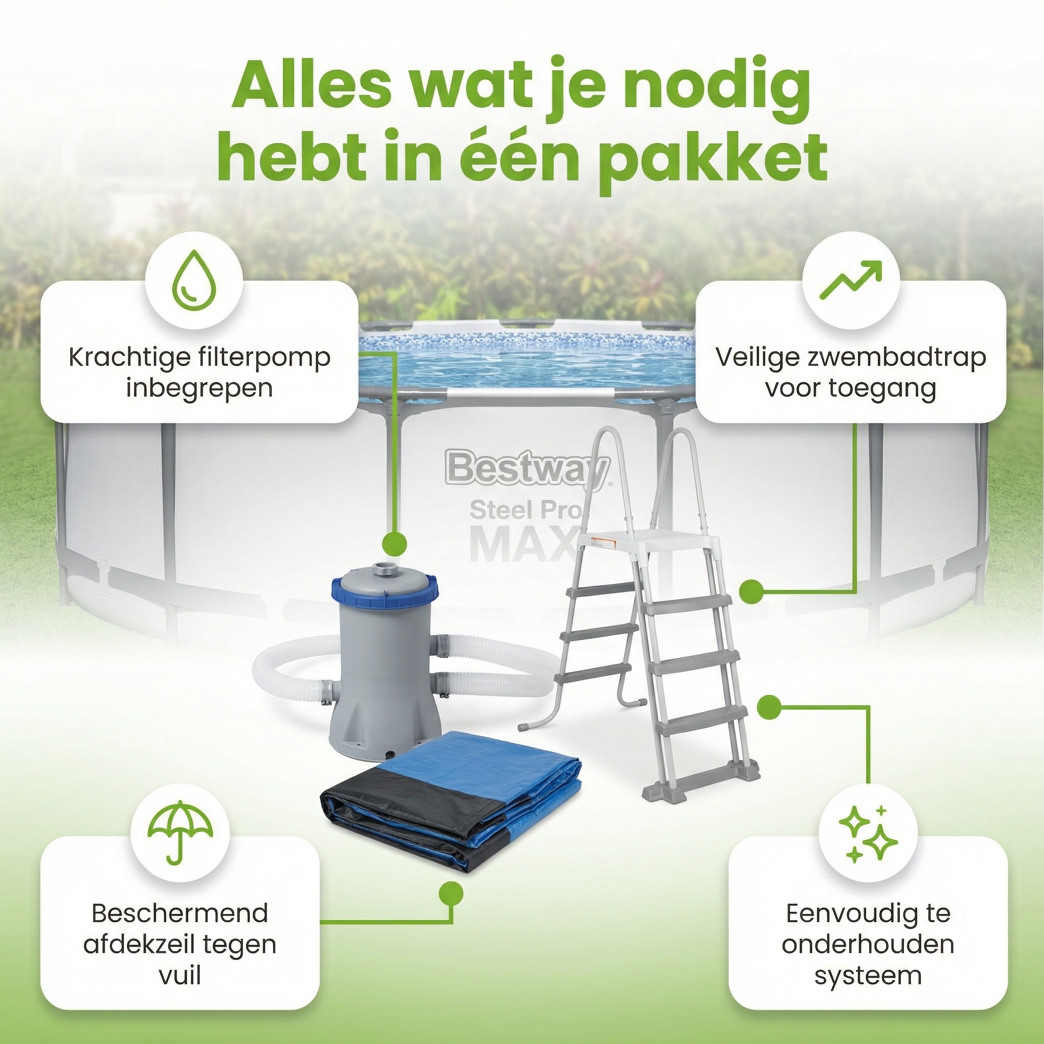 Bestway steel pro max 457x122cm zwembad – 5-delig