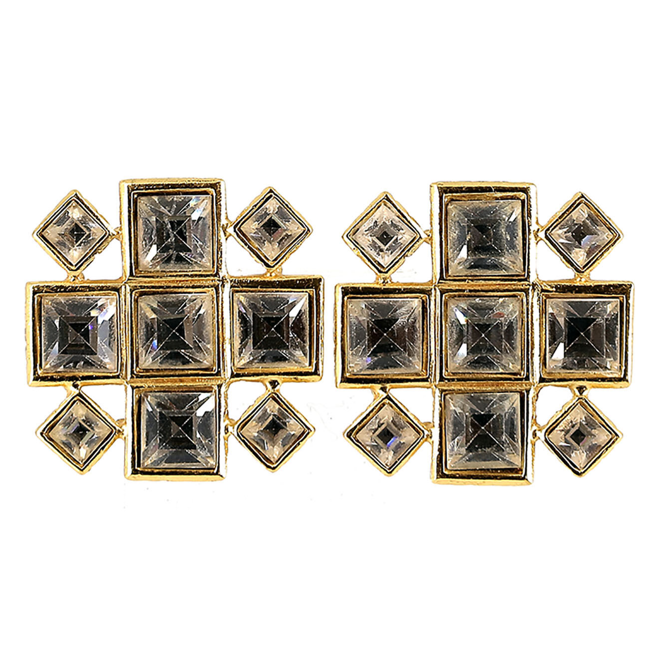 Saint Laurent Boucles d'oreilles à clip Vintage à Strass dorées - Très bon état
