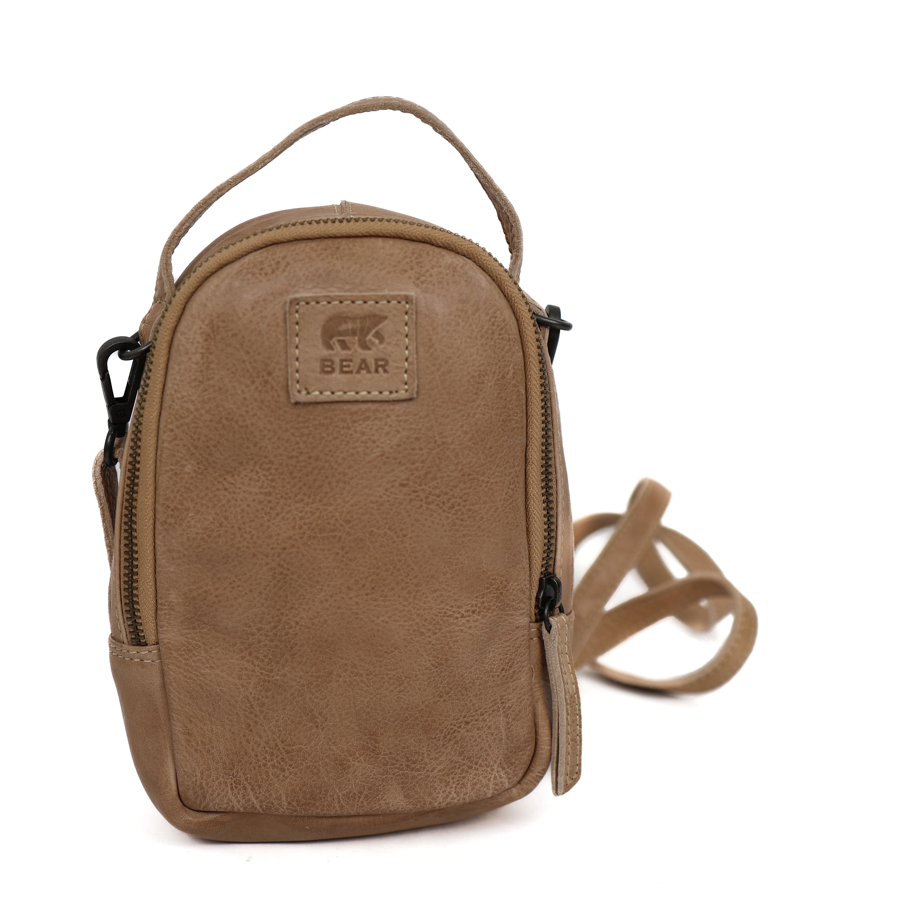 Klein schoudertasje met ritsen 'Bodhi' beige Beige