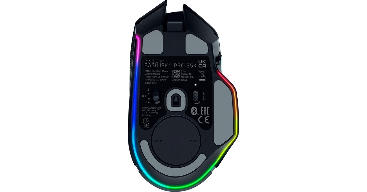 RazerBasilisk V3 Pro 35K gaming muis  (Zwart, USB / Bluetooth / Razer HyperSpeed Wireless, 35000 DPI, Razer Chroma RGB)