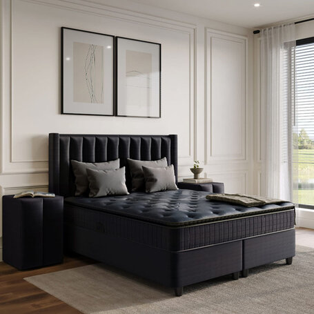 Boxspring met opbergruimte Blackpearl - Antraciet