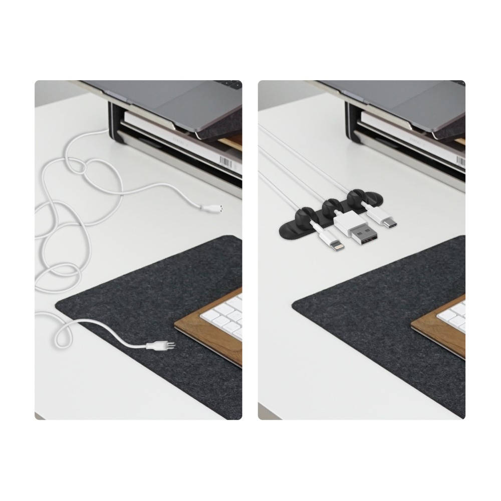 Selbstklebender Kabelhalter Vielzweck Kabelführung Organizer mit 3 Magnetischen Clips - Schwarz