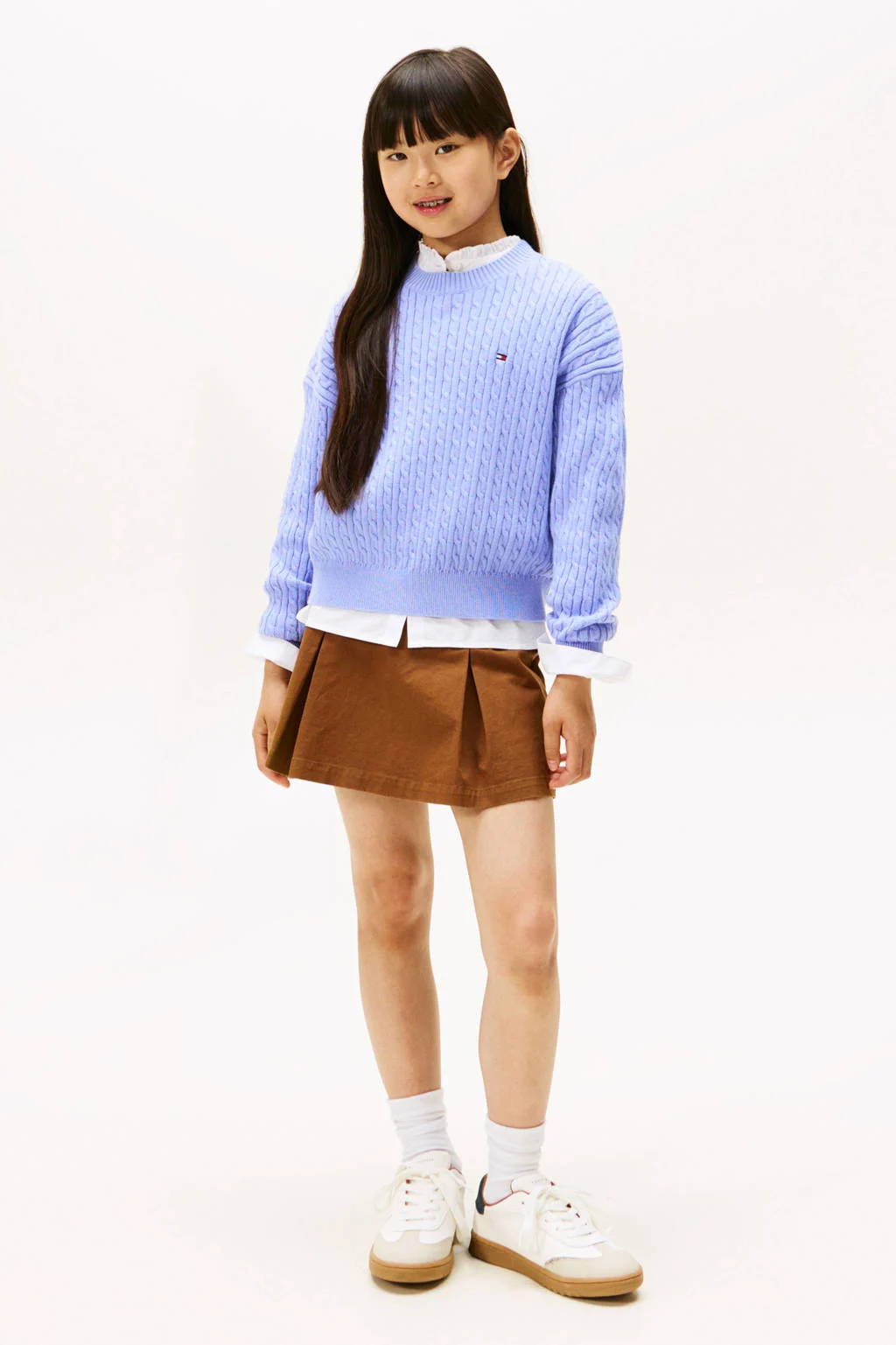 Tommy Hilfiger gebreide trui lichtblauw met kabels