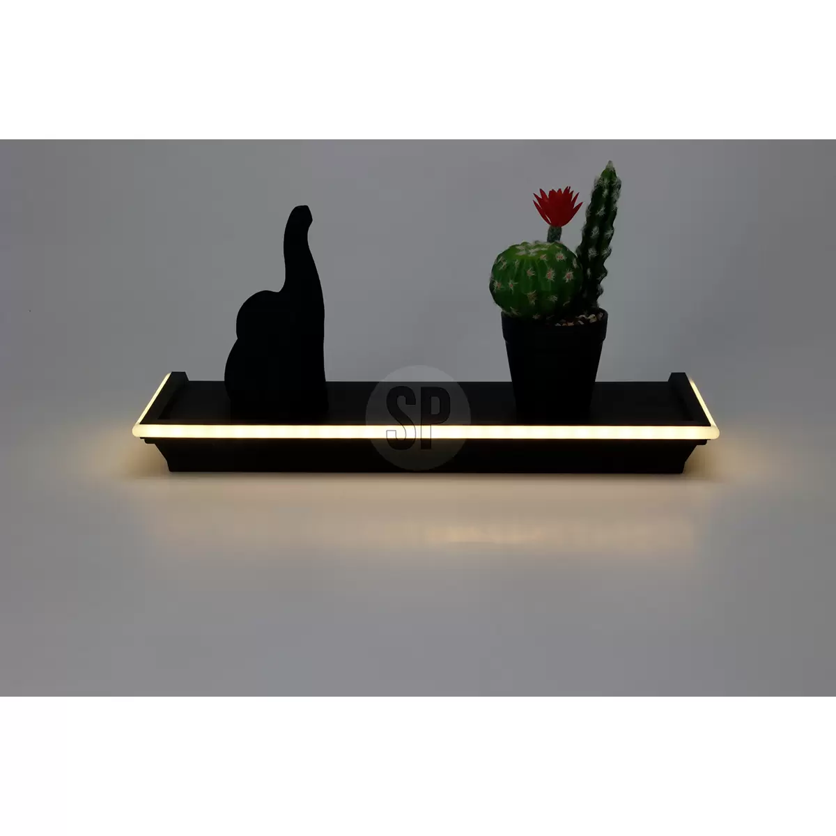 Wandbrett mit LED Neon beige,schwarz
