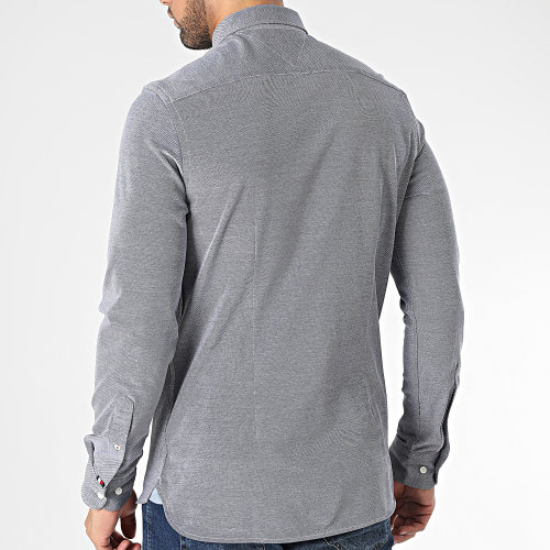 Chemise Manches Longues 1985 Knitted 0675 Bleu Marine Chiné