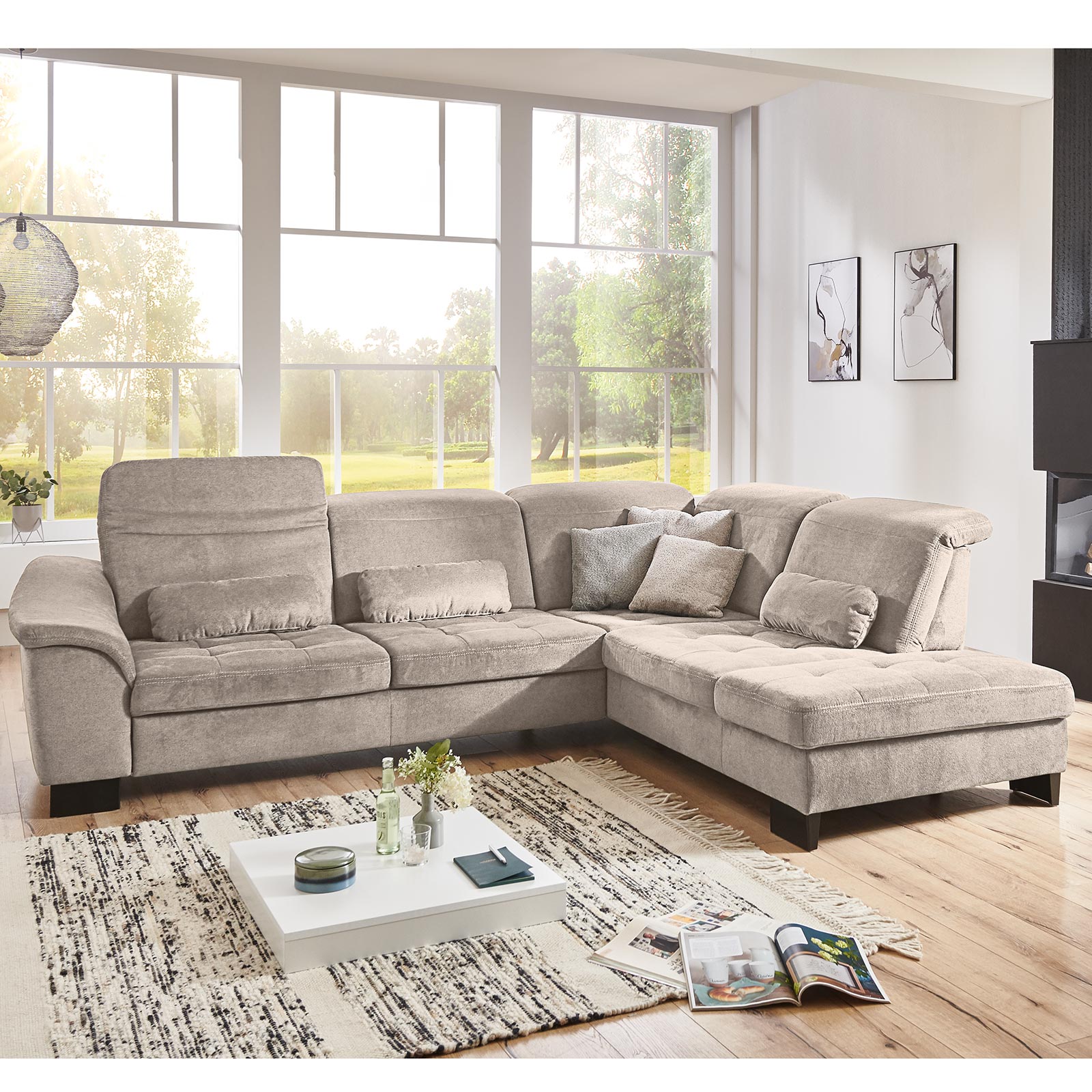 polsterpower Ecksofa - beige - Basismodell - Kombielement rechts