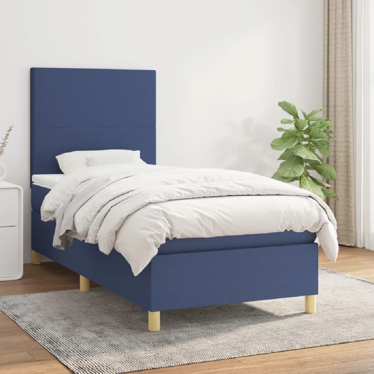 VIDAXL Sommier à lattes avec matelas - Bleu 80x200 cm