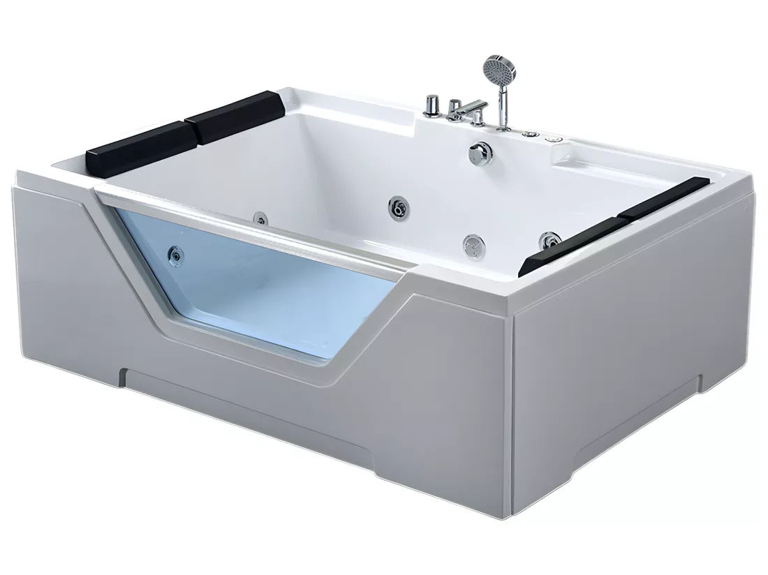 Baignoire hydromassage Verre panoramique 170 X 120 cm 8 jets – Amber