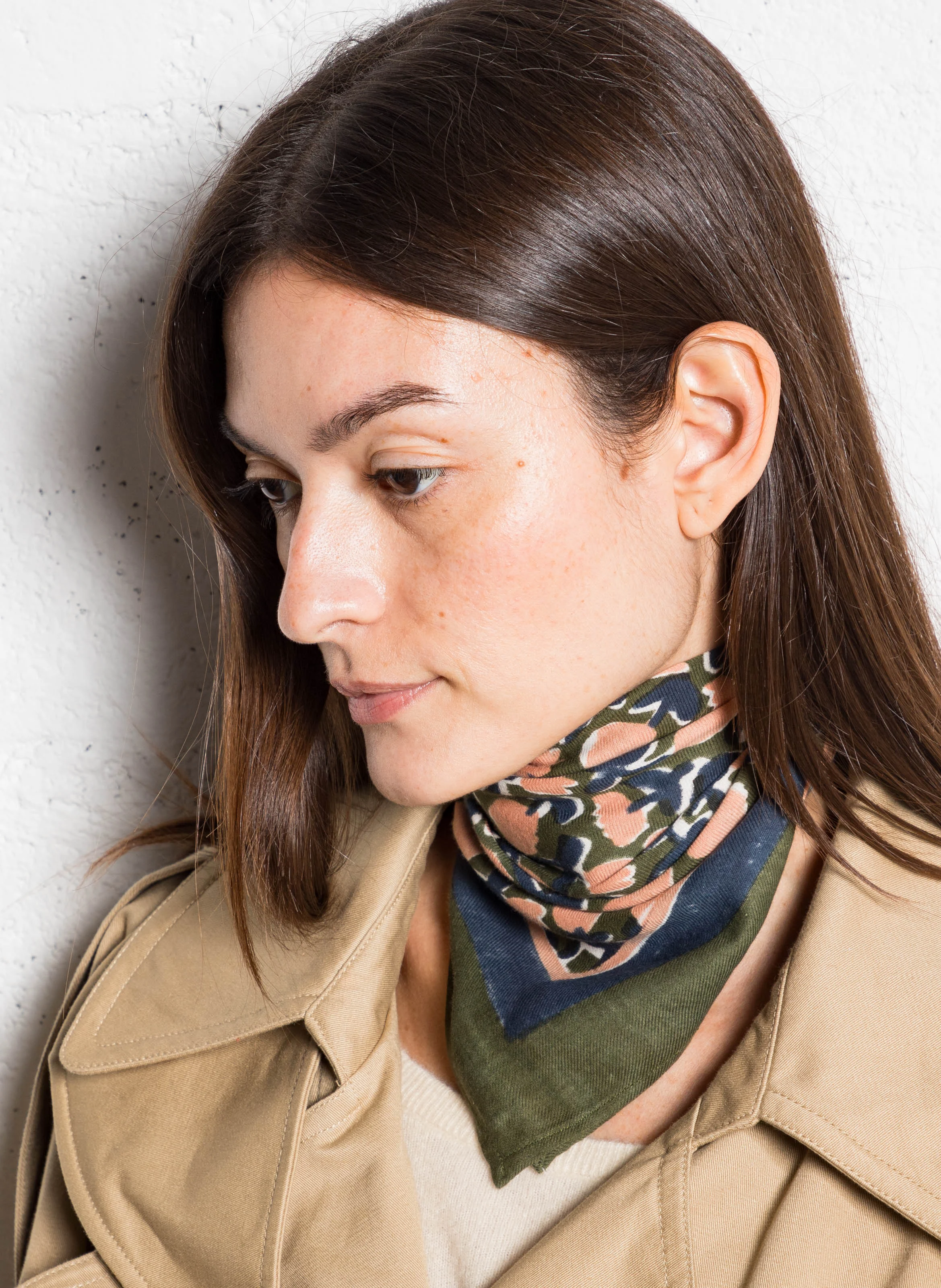 MANIKA - Foulard imprimé en coton | Vert