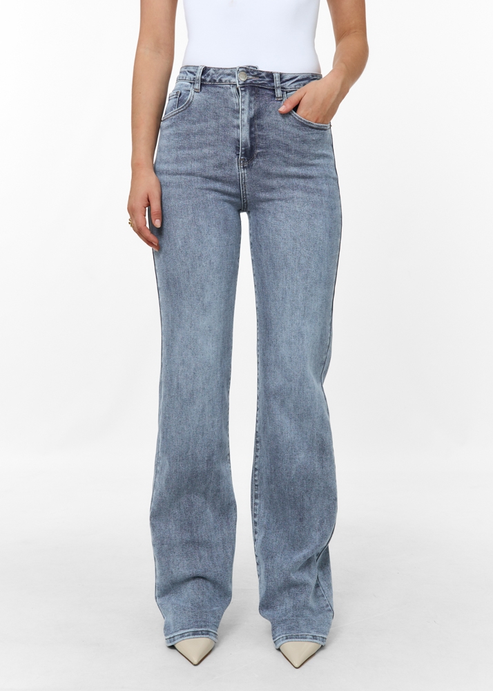 Straight leg clean stretch jeans sea blauw