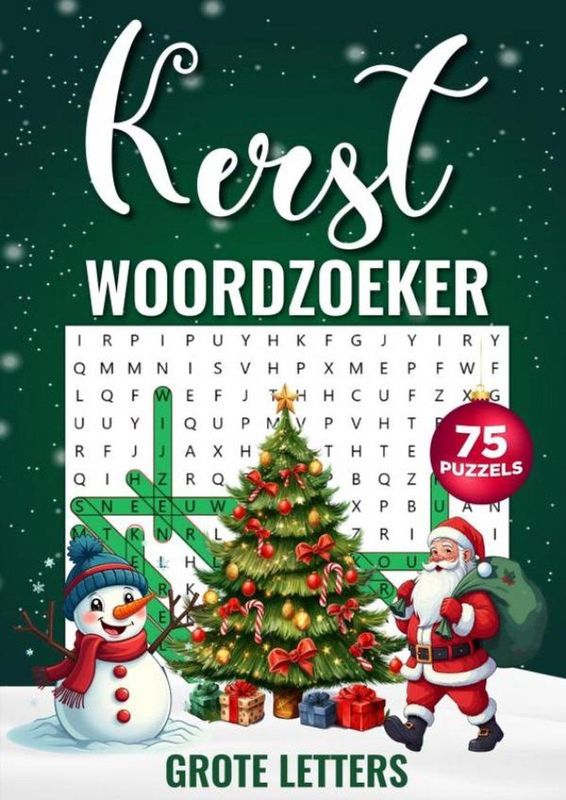 Woordzoeker - Kerst - 75 Puzzels - Groot Lettertype - A4 - Paperback