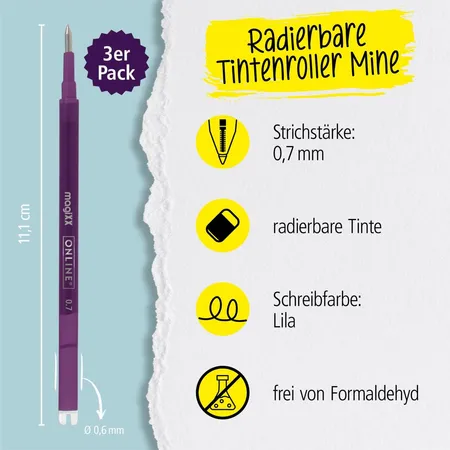 ONLINE Radierbare Ersatzminen für ONLINE magiXX Gelschreiber - 0,7 mm lila