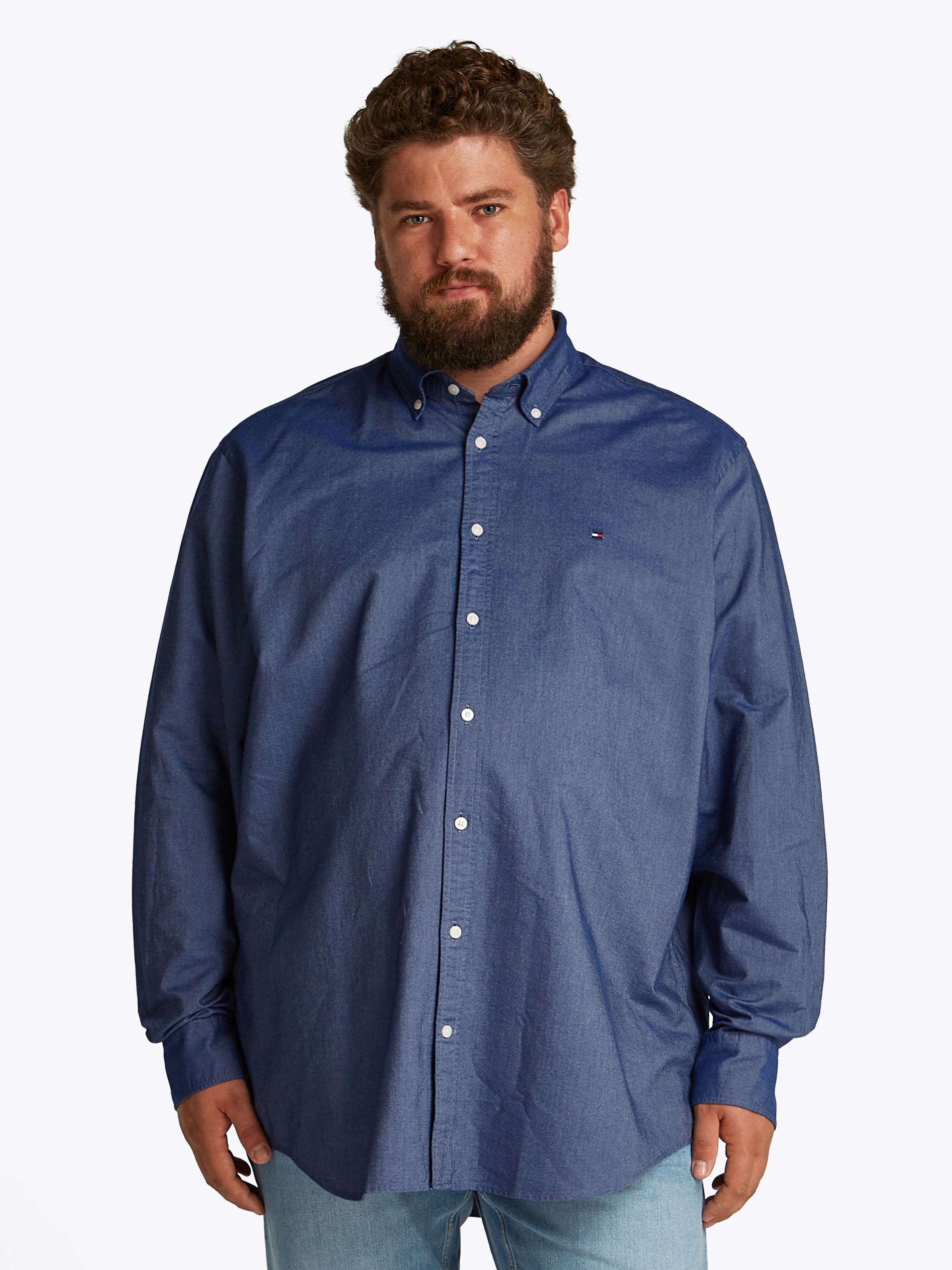 Tommy Hilfiger Big & Tall Langarmhemd »BT-SOLID HERITAGE OXFORD S-B«, in Grossen Grössen, Logostickerei