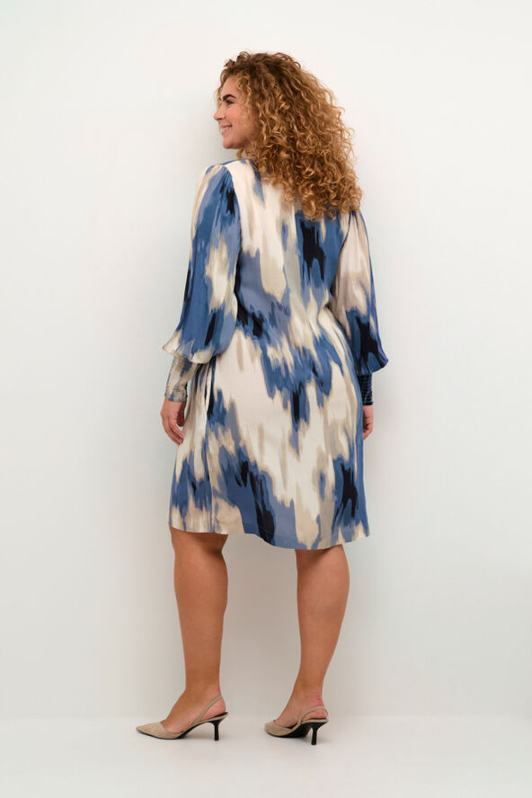 Kaffe Curve KCbella Smock Dress Blue abstract print