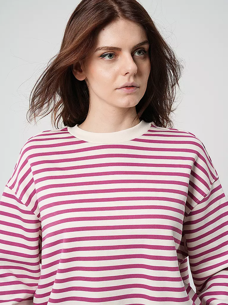 ARMEDANGELS Sweater Oversized Fit FRANKAA  STRIPES beere